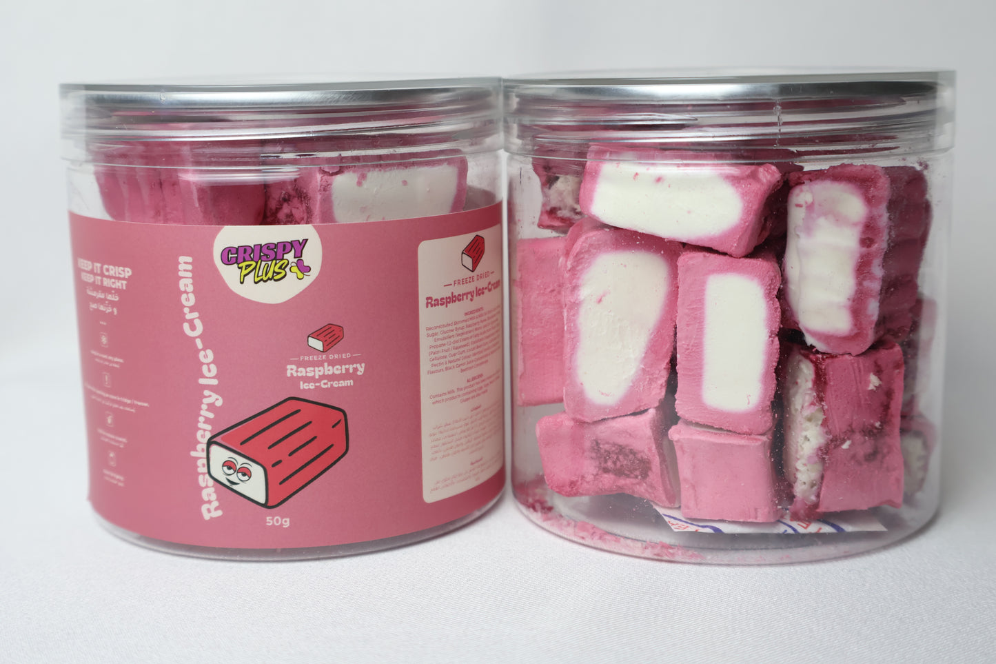 Freeze-dried raspberry ice cream