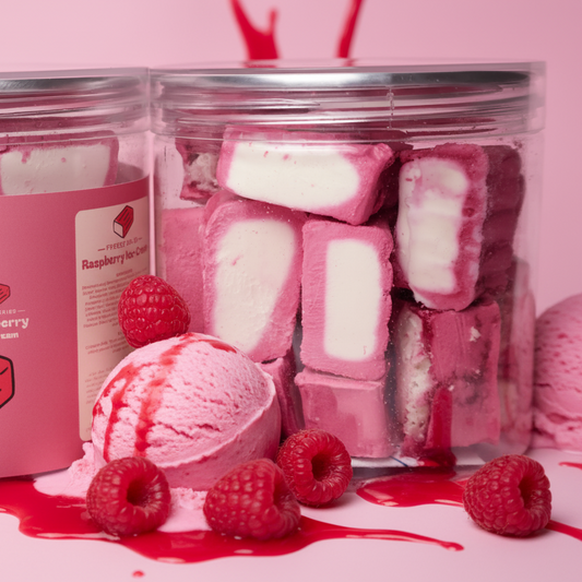 Freeze-dried raspberry ice cream