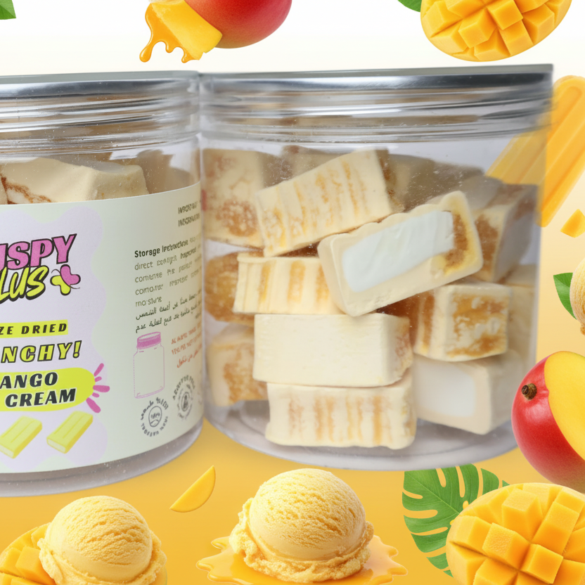Freeze-dried mango ice cream